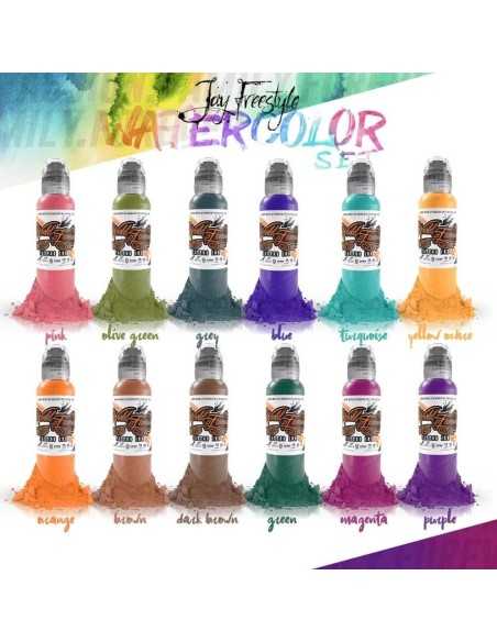 World Famous Ink Set Jay Freestyle - Watercolor (12 colors x 1oz)