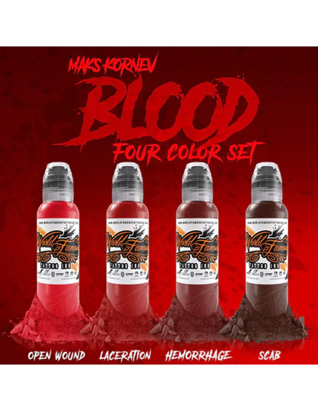 World Famous Ink Set Maks Kornev - Blood Color Set ( 4 Colors x 1oz )