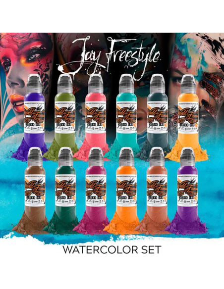 World Famous Ink Set Jay Freestyle - Watercolor (12 colors x 1oz)