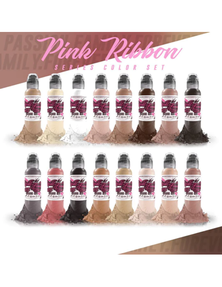 World Famous Ink Pink Ribbon Set (16 colors x 1oz)