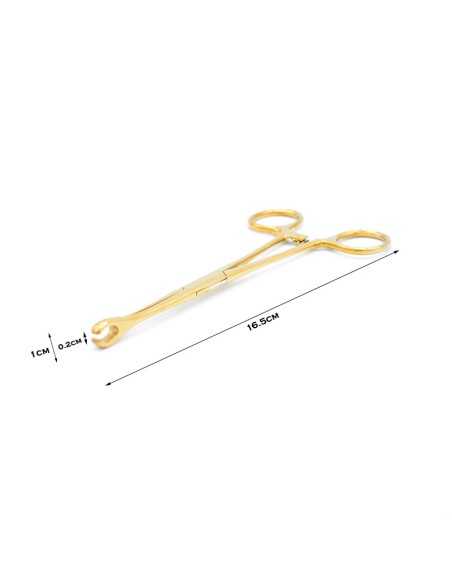 Forceps redondo abierto Dorado