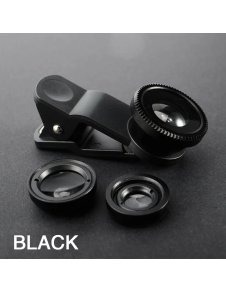 Kit de lentes de teléfono ojo de pez Macro gran angular 3 en 1