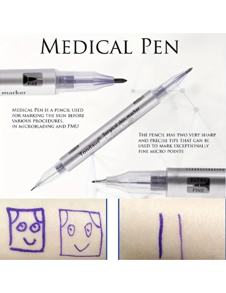 Marcador Médico Estéril de Doble Punta para PMU y Microblading