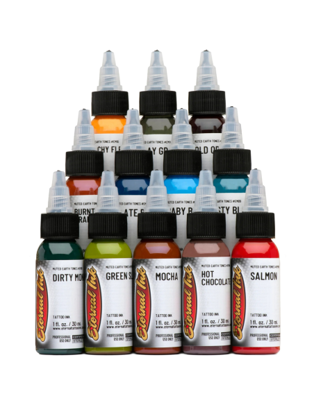 Eternal Ink Set Muted Earth Tones – Set 12 Colores Tinta para Tatuaje