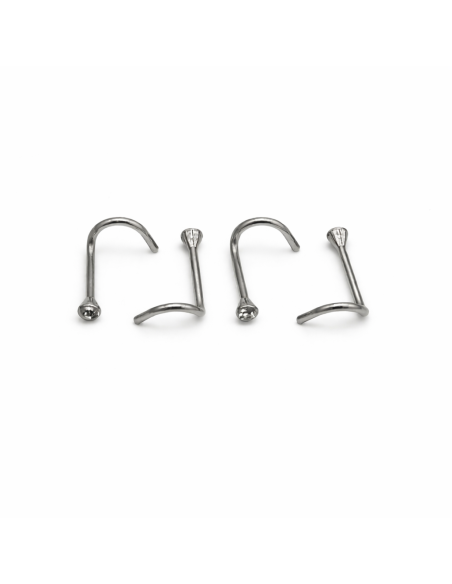 Nostril 0,8mm, 2mm cono x 5uds con brillante surgical steel 316L