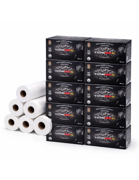 Papel Camilla Precorte 60 cm x 70 m + Guantes de Nitrilo Negros (10x100)