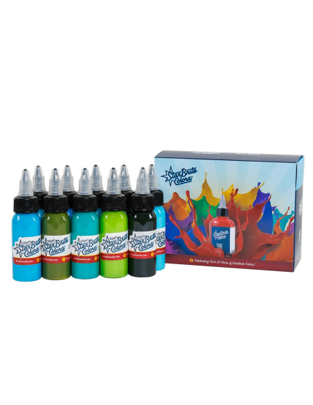 Blue Lagoon Set 1oz Tattoo Ink - StarBrite Colors 10 x 1 oz