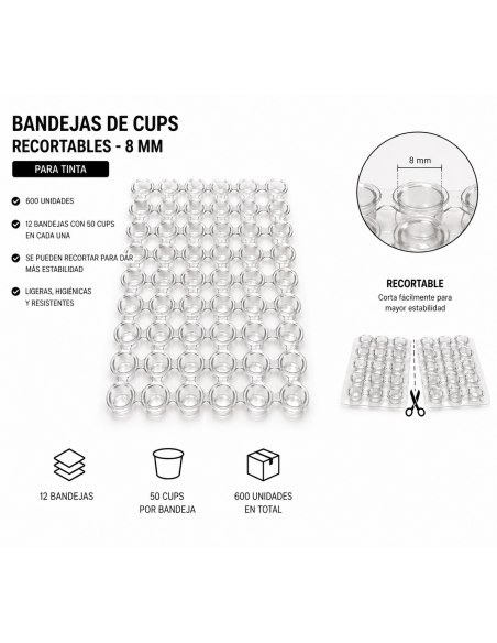 Bandejas de Cups recortables-8 mm -600 unidades