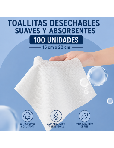 Toallitas De Algodon 100 unidades