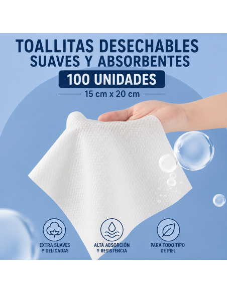 Toallitas De Algodon 100 unidades