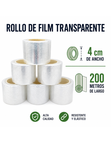 Rollo de film transparente 4 cm x 200 m