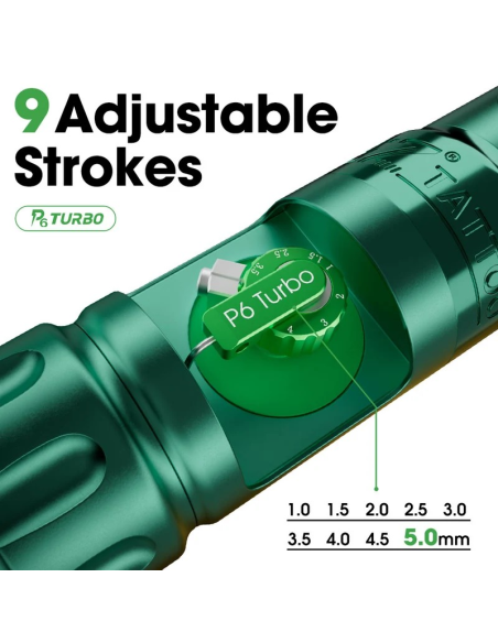 EZ P6 TURBO – Maquina de Tatuar Inalambrica Direct Drive con Stroke Ajustable de 1,0 a 5,0 mm