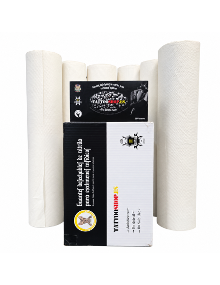 PACK OFERTA – 6 Rollos Papel Camilla Precorte 60 cm x 70 m + 1.000 Guantes de Nitrilo Negros