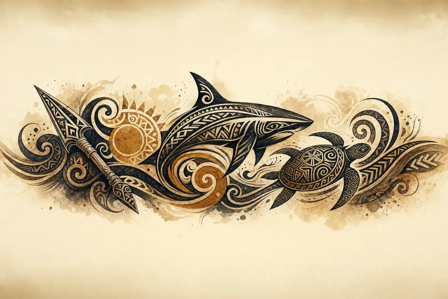 Escena artística representando el estilo de tatuaje Tribal