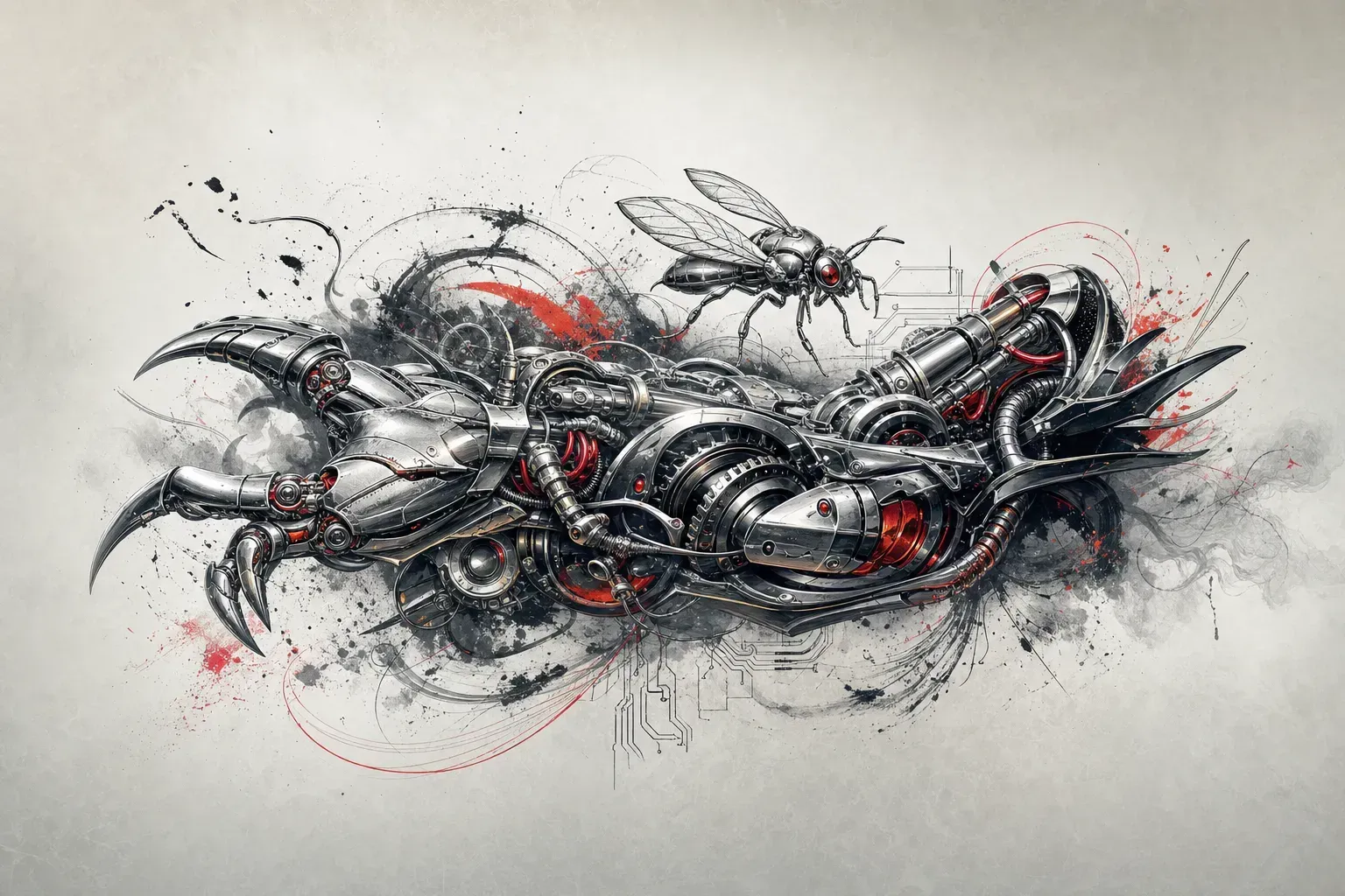 Escena artística representando el estilo de tatuaje Biomecánico