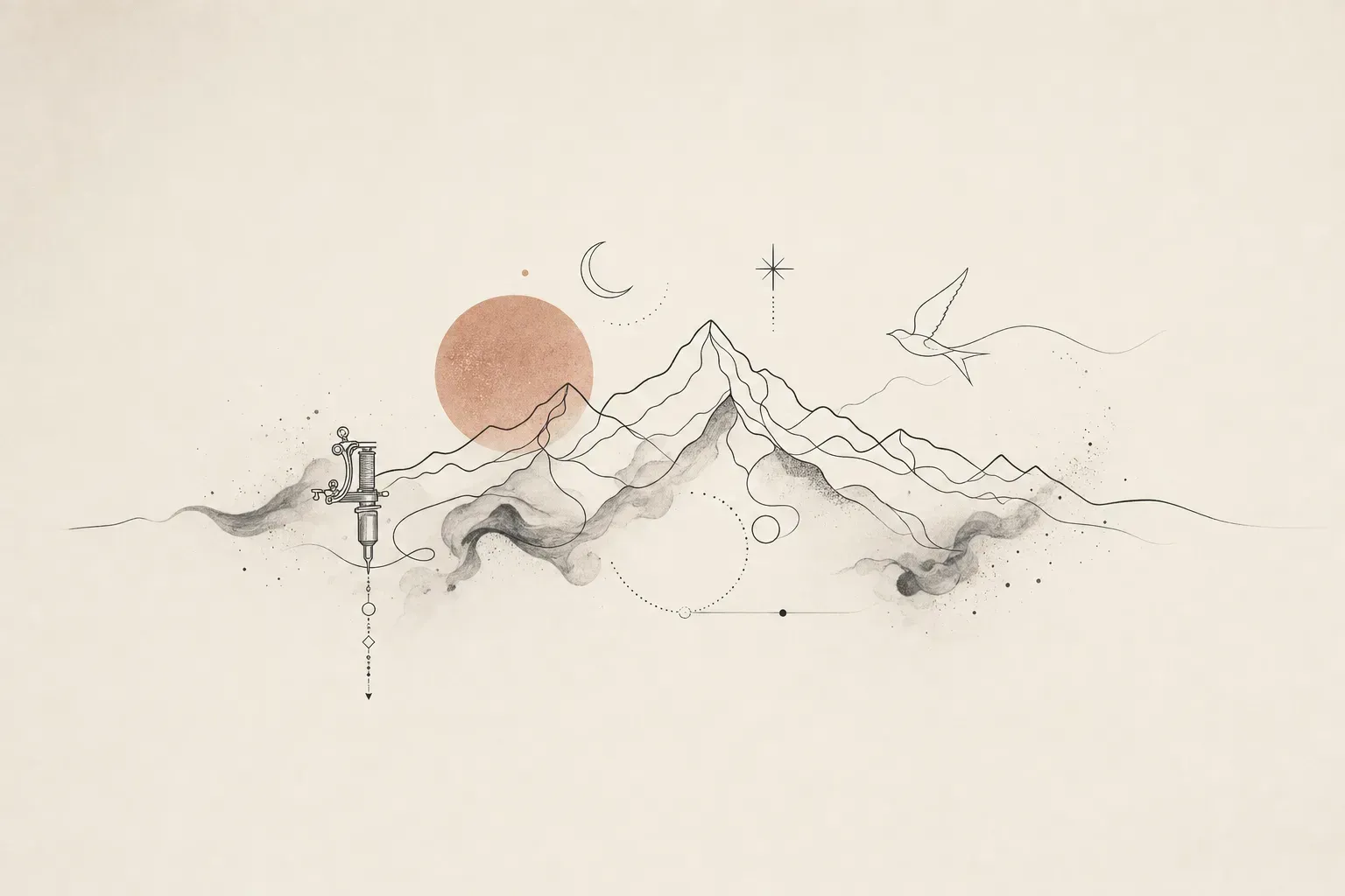 Escena artística representando el estilo de tatuaje Minimalista