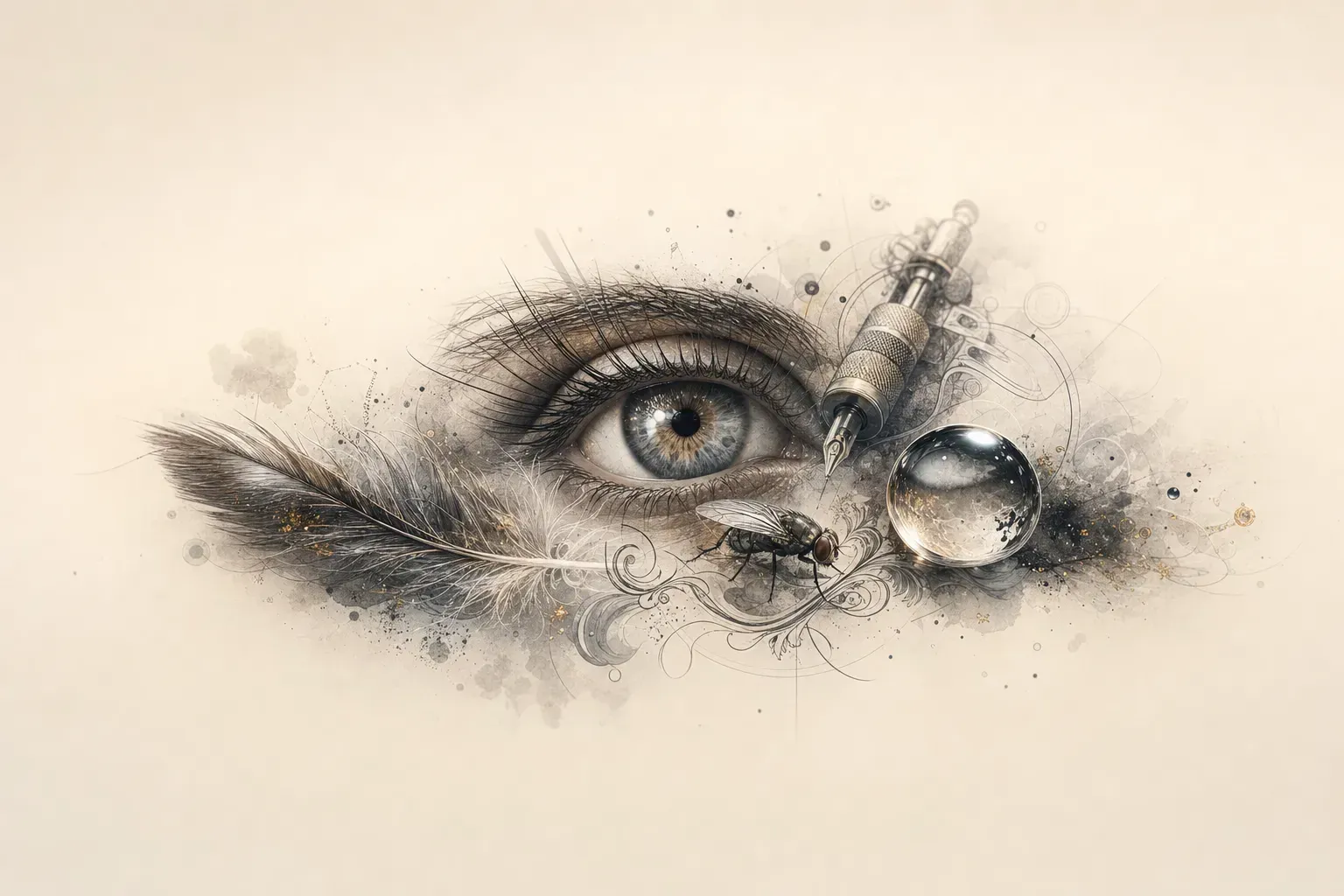 Escena artística representando el estilo de tatuaje Microrealismo