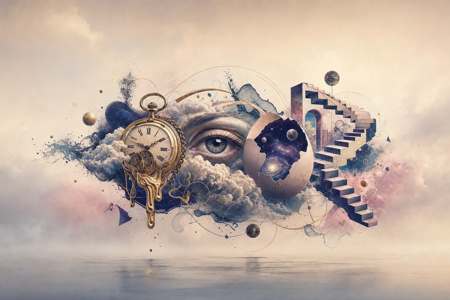 Escena artística representando el estilo de tatuaje Surrealista