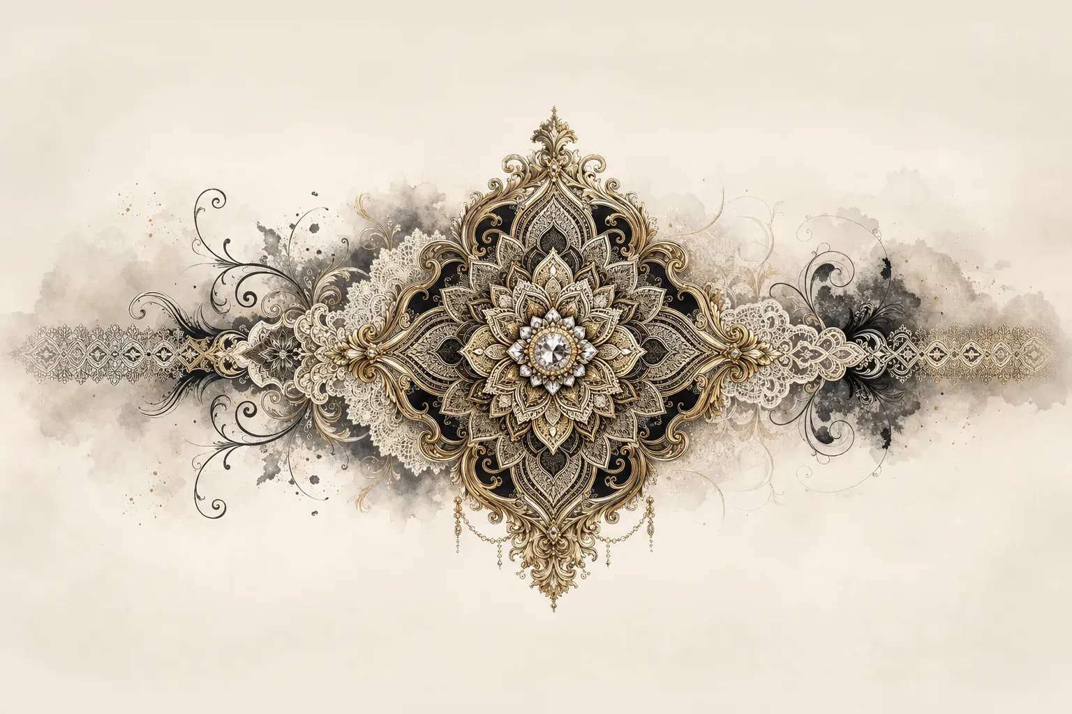 Escena artística representando el estilo de tatuaje Ornamental