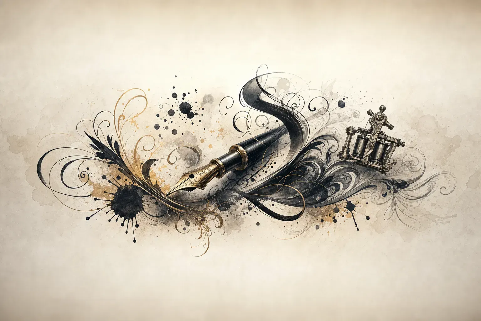 Escena artística representando el estilo de tatuaje Caligrafía
