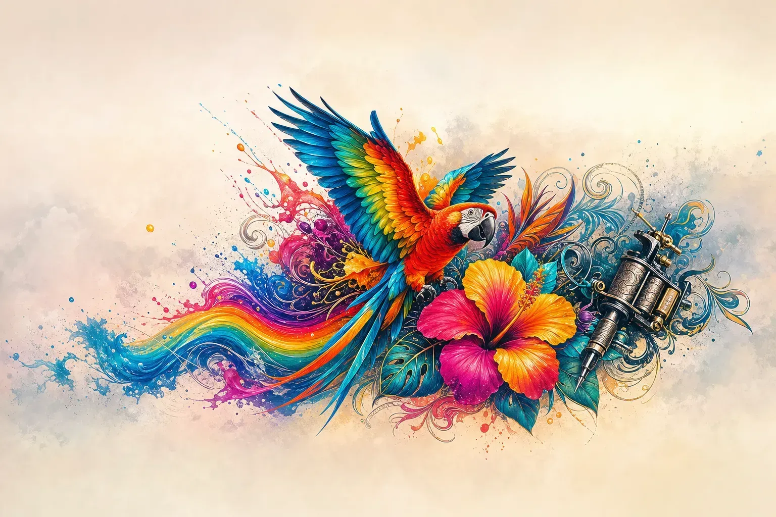 Escena artística representando el estilo de tatuaje Color