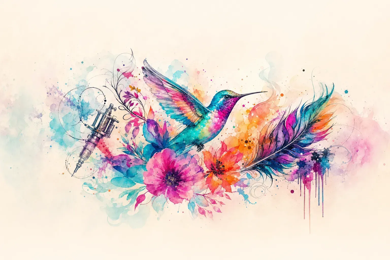 Escena artística representando el estilo de tatuaje Acuarela