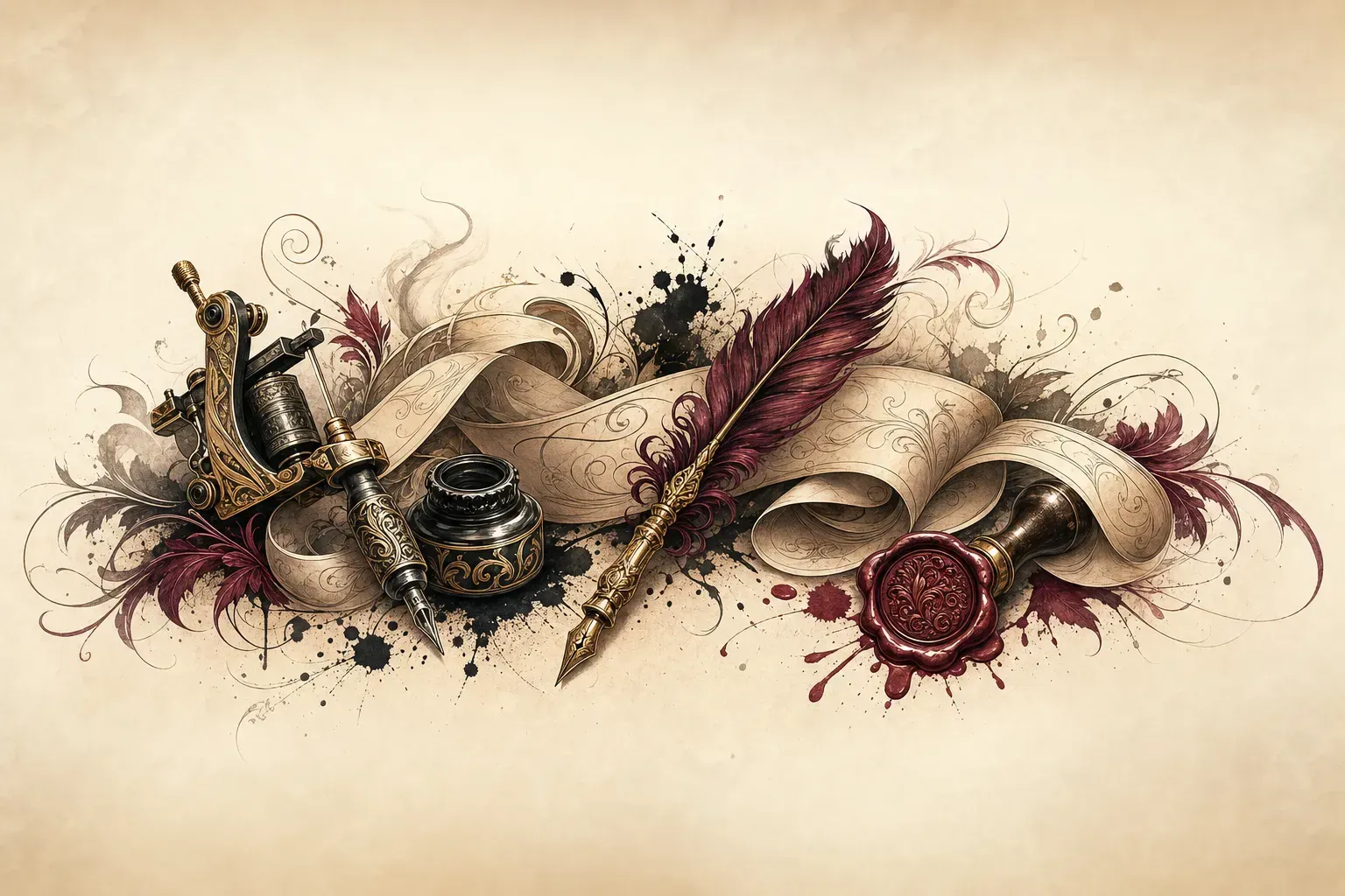 Escena artística representando el estilo de tatuaje Lettering